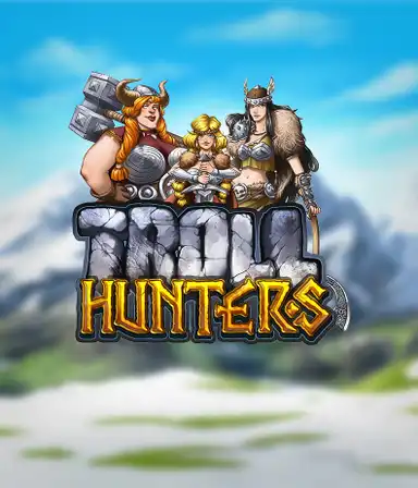 Enter the realm of "Troll Hunters," where fierce Viking warriors stand ready to take on their foes. The logo displays a male and female Viking, equipped with weapons, set against a cold mountainous backdrop. They radiate power and determination, capturing the essence of the game's adventurous theme.